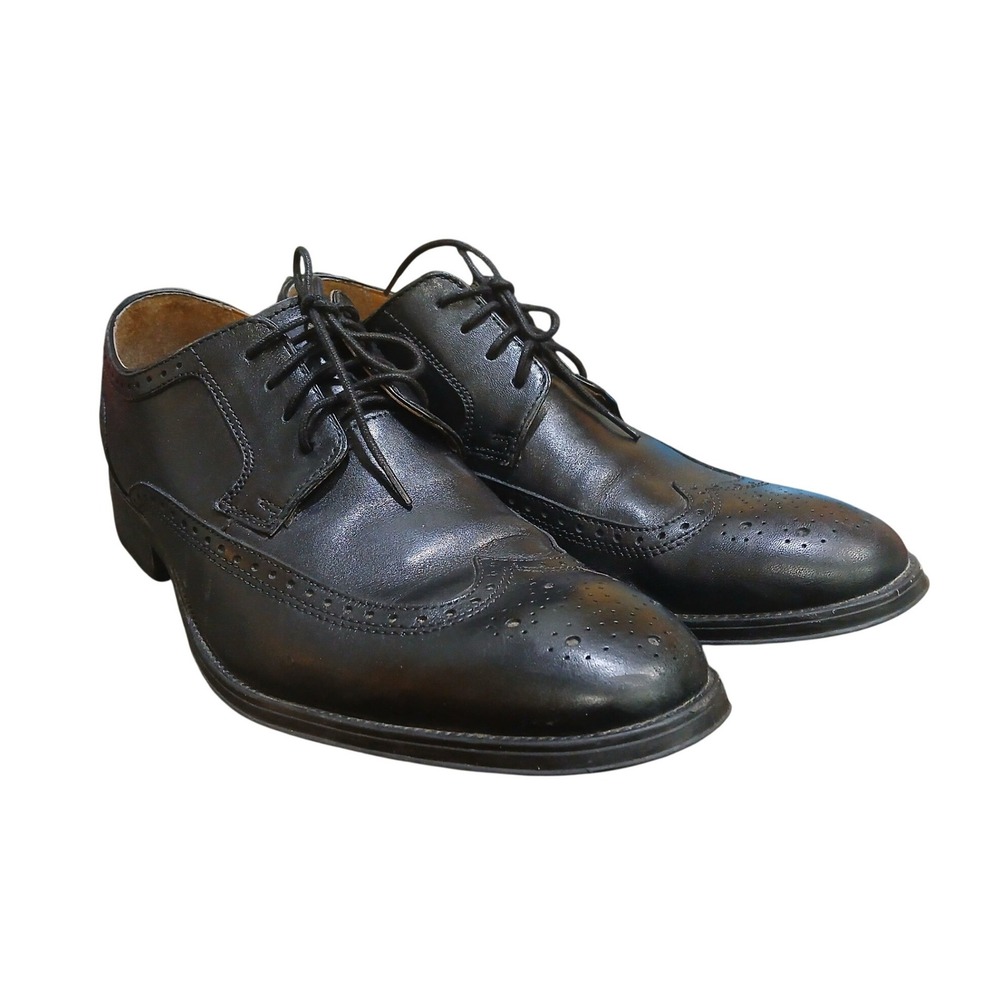 Bostonian Mens 10 M Black Leather Wingtip Oxford Dress Shoes